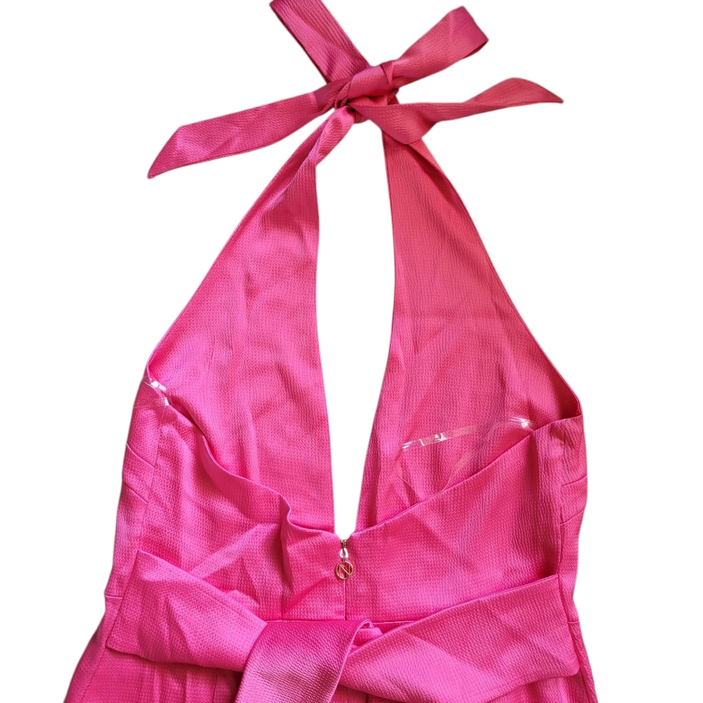 New Nookie Utopia Relaxed Full Length Wide Leg Halter Neck Jumpsuit Pink Pockets - Picture 9 of 15